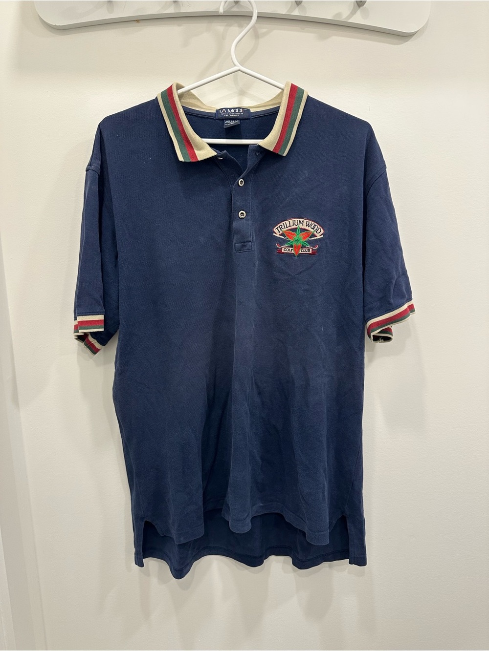 La Mode Men’s Navy Polo with Striped Collar